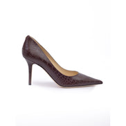 Jimmy Choo Burgundy Croco Embossed Leather Agnes Pumps