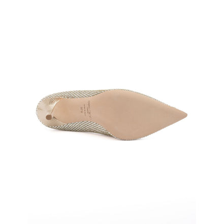 Jimmy Choo Gold Glitter Fabric Agnes Pumps