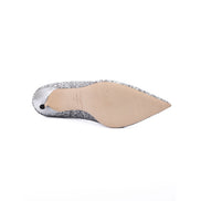 Jimmy Choo Silver Coarse Glitter Fabric Agnes Pumps