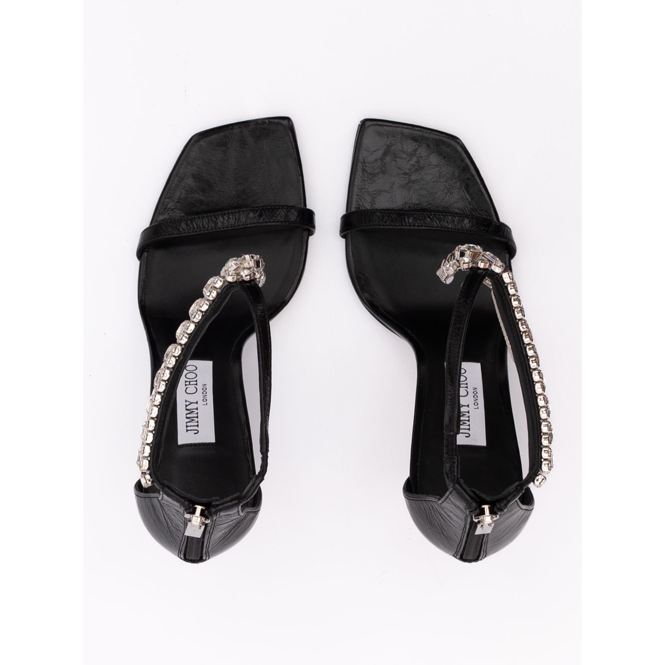 Jimmy Choo Black Leather Verity 100 Sandals