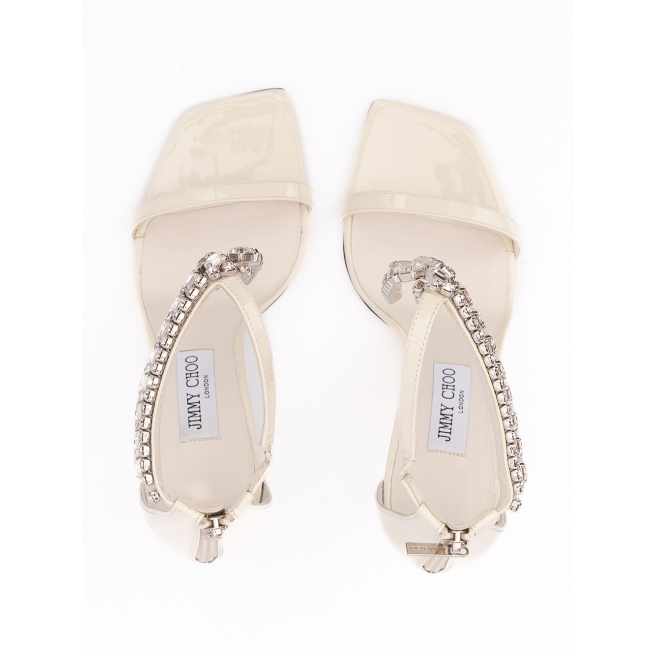 Jimmy Choo White Patent Leather Verity 100 Sandals
