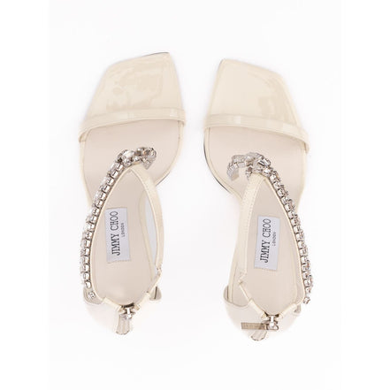 Jimmy Choo White Patent Leather Verity 100 Sandals