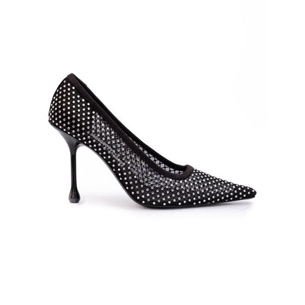 Jimmy Choo Black Mesh Satin Crystal Ixia 95 Pumps