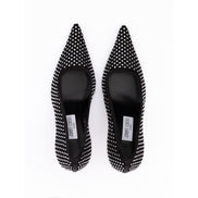 Jimmy Choo Black Mesh Satin Crystal Ixia 95 Pumps