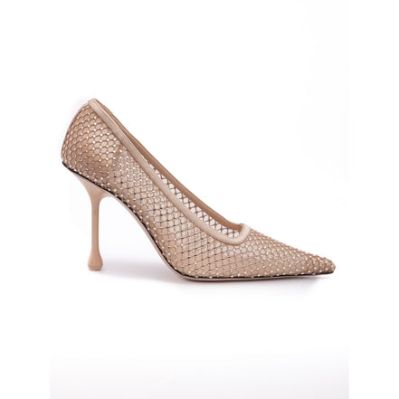 Jimmy Choo Powder Pink Mesh Satin Crystal Ixia 95 Pumps