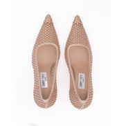 Jimmy Choo Powder Pink Mesh Satin Crystal Ixia 95 Pumps