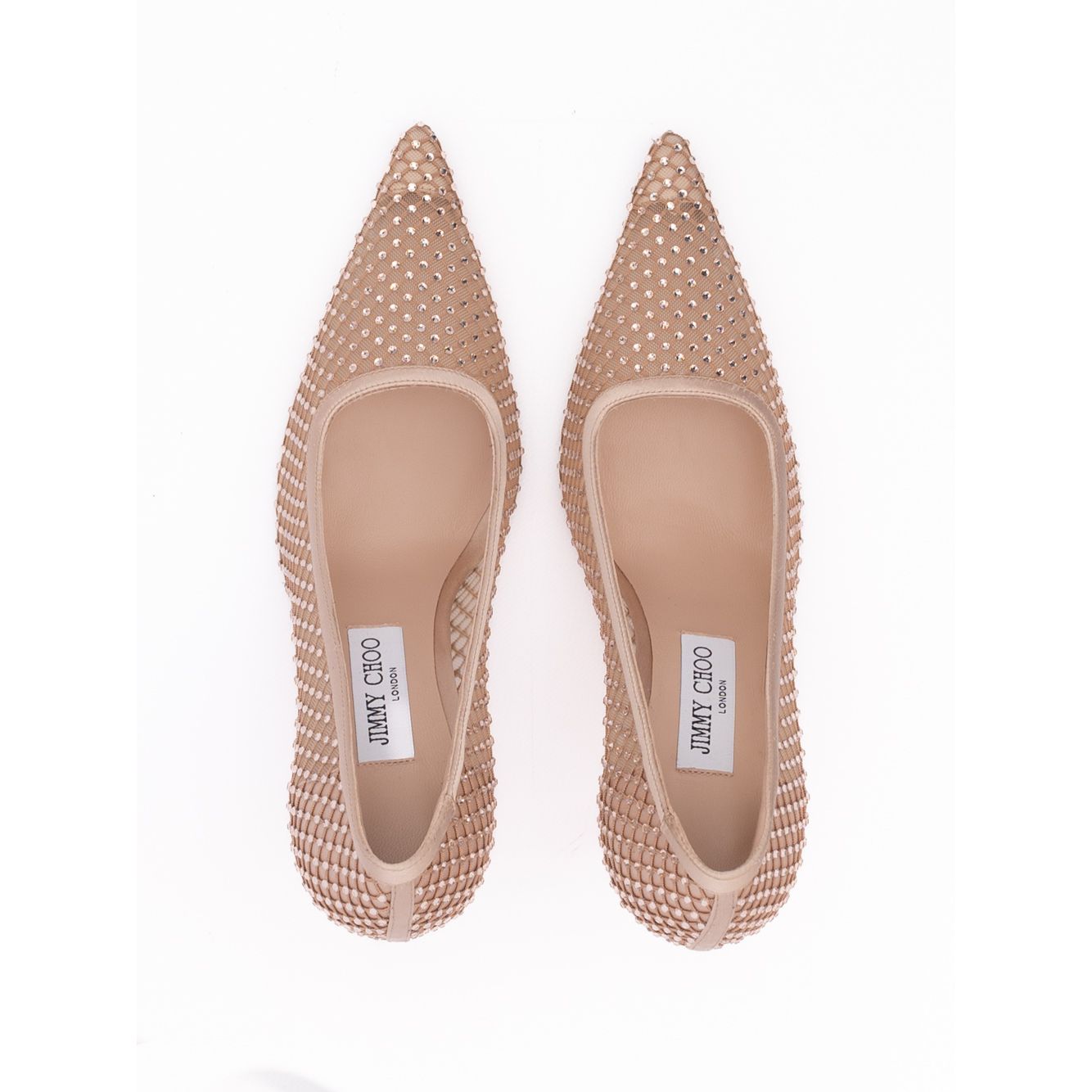 Jimmy Choo Powder Pink Mesh Satin Crystal Ixia 95 Pumps