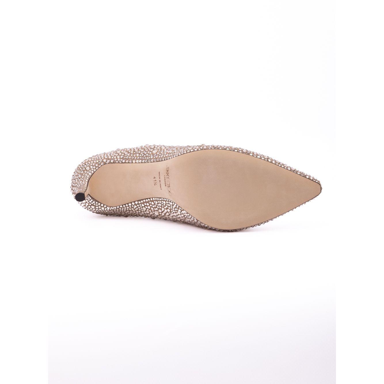 Jimmy Choo Honey Gold Shimmer Suede Crystals Romy 85 pumps