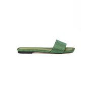 Jimmy Choo Green Satin Crystal Clovis Flat