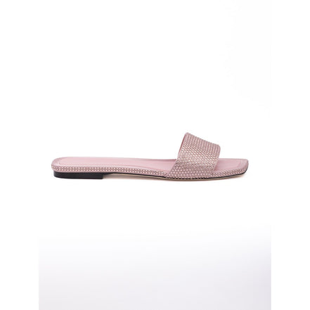 Mules plates Clovis Jimmy Choo en satin rose et cristal