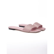 Mules plates Clovis Jimmy Choo en satin rose et cristal