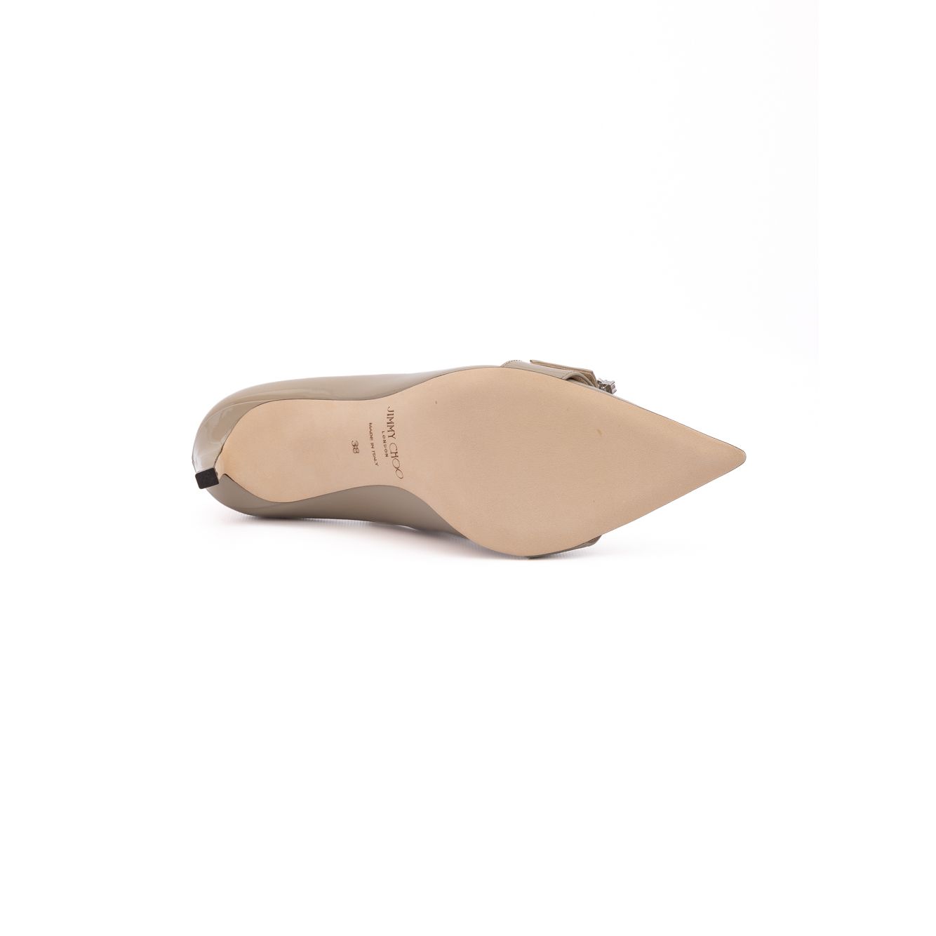 Jimmy Choo Taupe Grey Patent Leather Chery 85 Pumps