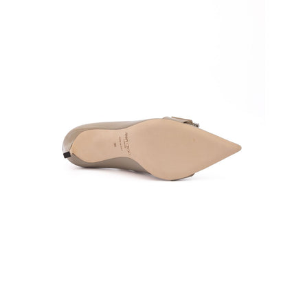 Jimmy Choo Taupe Grey Patent Leather Chery 85 Pumps