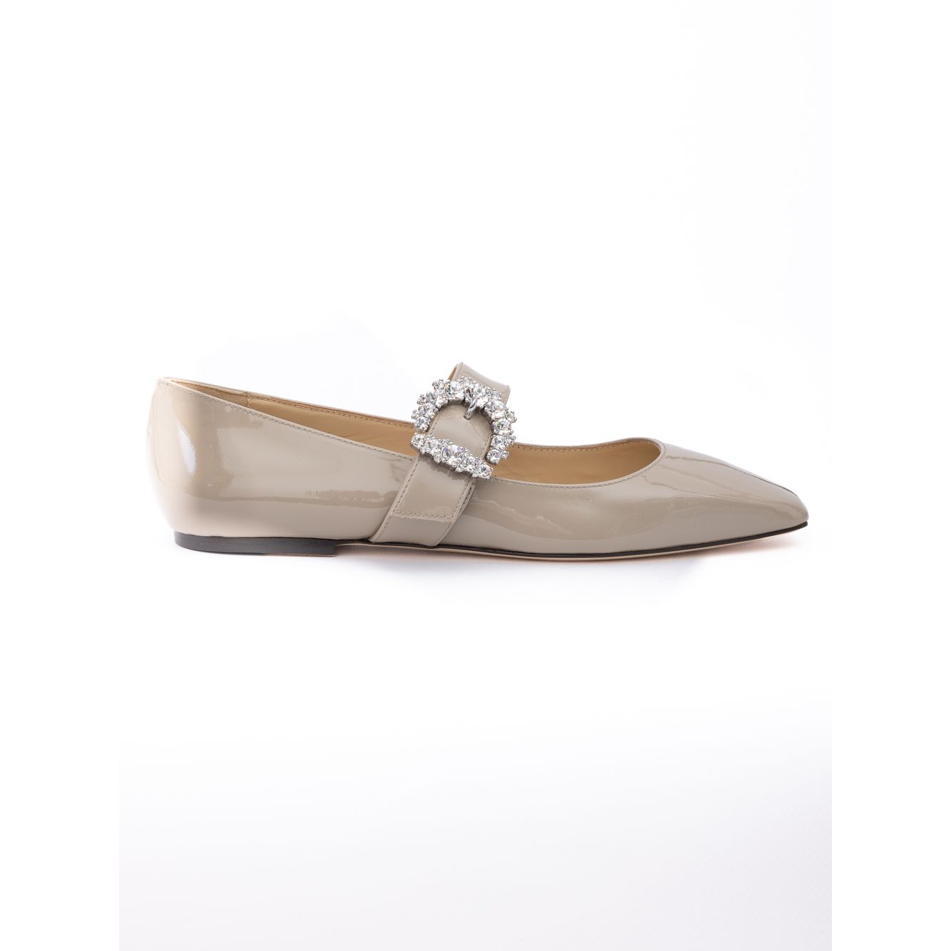 Ballerines Jimmy Choo Chery en cuir verni gris taupe