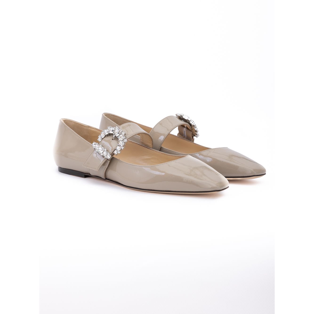 Ballerines Jimmy Choo Chery en cuir verni gris taupe