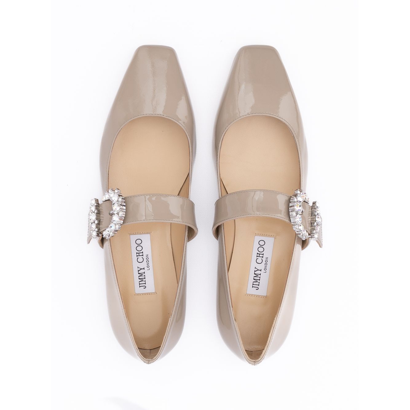 Ballerines Jimmy Choo Chery en cuir verni gris taupe