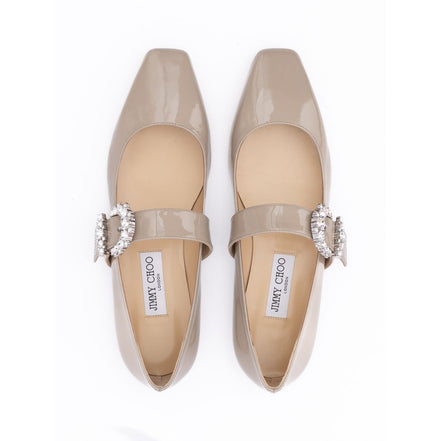 Ballerines Jimmy Choo Chery en cuir verni gris taupe