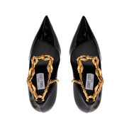 Escarpins Jimmy Choo Talura 100 en cuir verni noir, orné de diamants