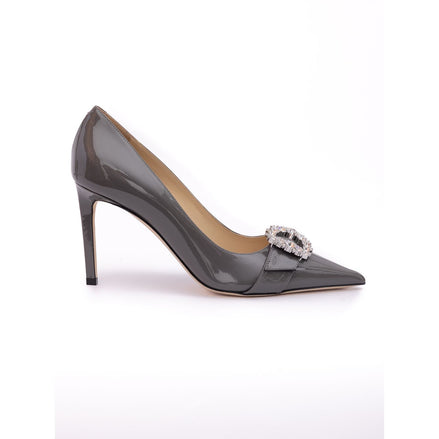 Jimmy Choo Storm Grey Patent Leather Chery 85 Pumps