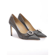 Jimmy Choo Storm Grey Patent Leather Chery 85 Pumps