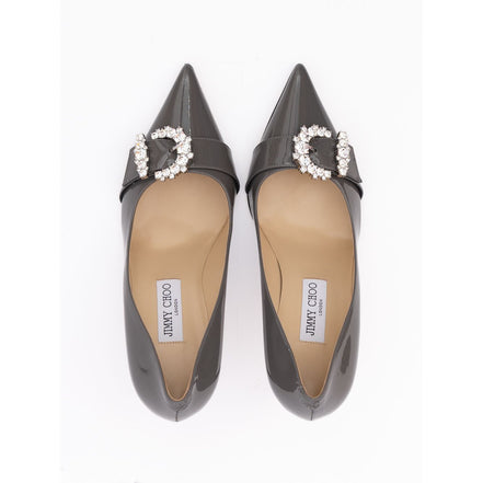 Jimmy Choo Storm Grey Patent Leather Chery 85 Pumps