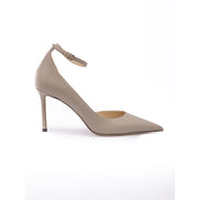 Jimmy Choo Taupe Grey Calf Leather Leona 85 Pumps