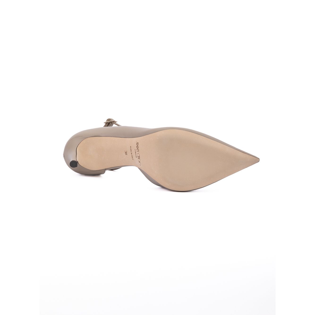 Jimmy Choo Taupe Grey Calf Leather Leona 85 Pumps