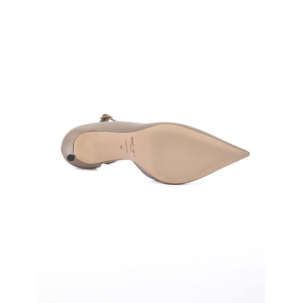 Jimmy Choo Taupe Grey Calf Leather Leona 85 Pumps