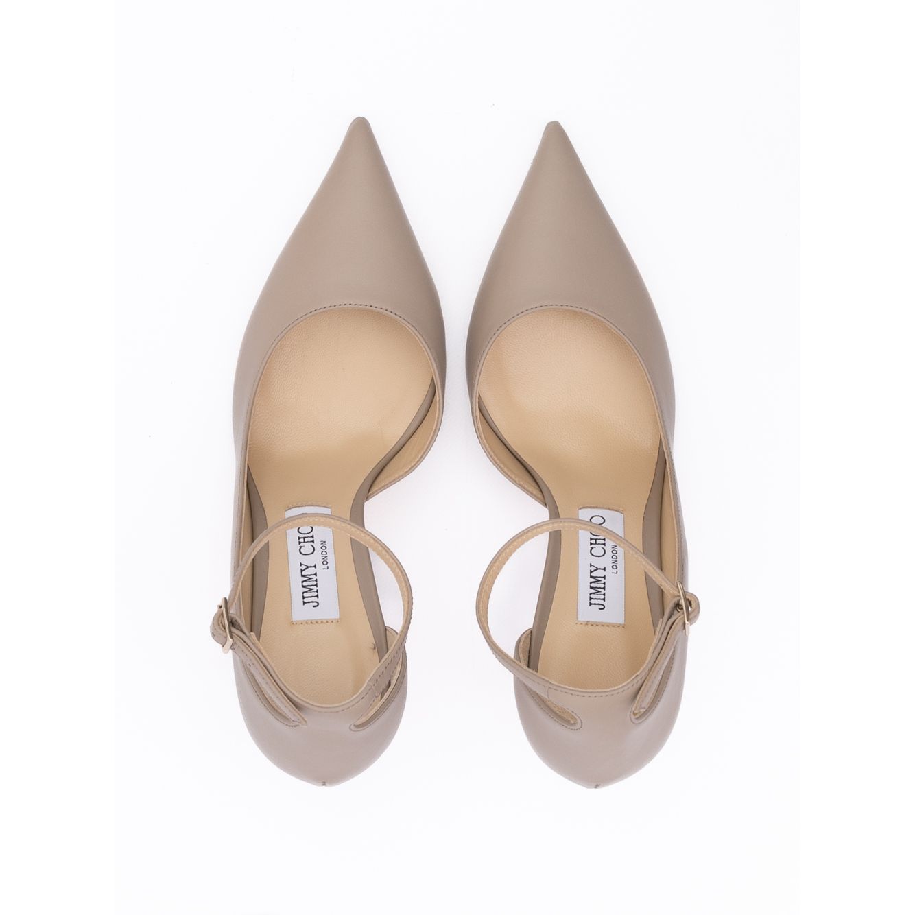 Jimmy Choo Taupe Grey Calf Leather Leona 85 Pumps
