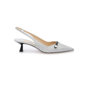 Escarpins Jimmy Choo Amita 45 à bride arrière en fines paillettes argentées