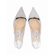Escarpins Jimmy Choo Amita 45 à bride arrière en fines paillettes argentées