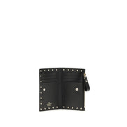 Valentino Garavani Black Calf Leather Wallet - Rockstud Card Holder