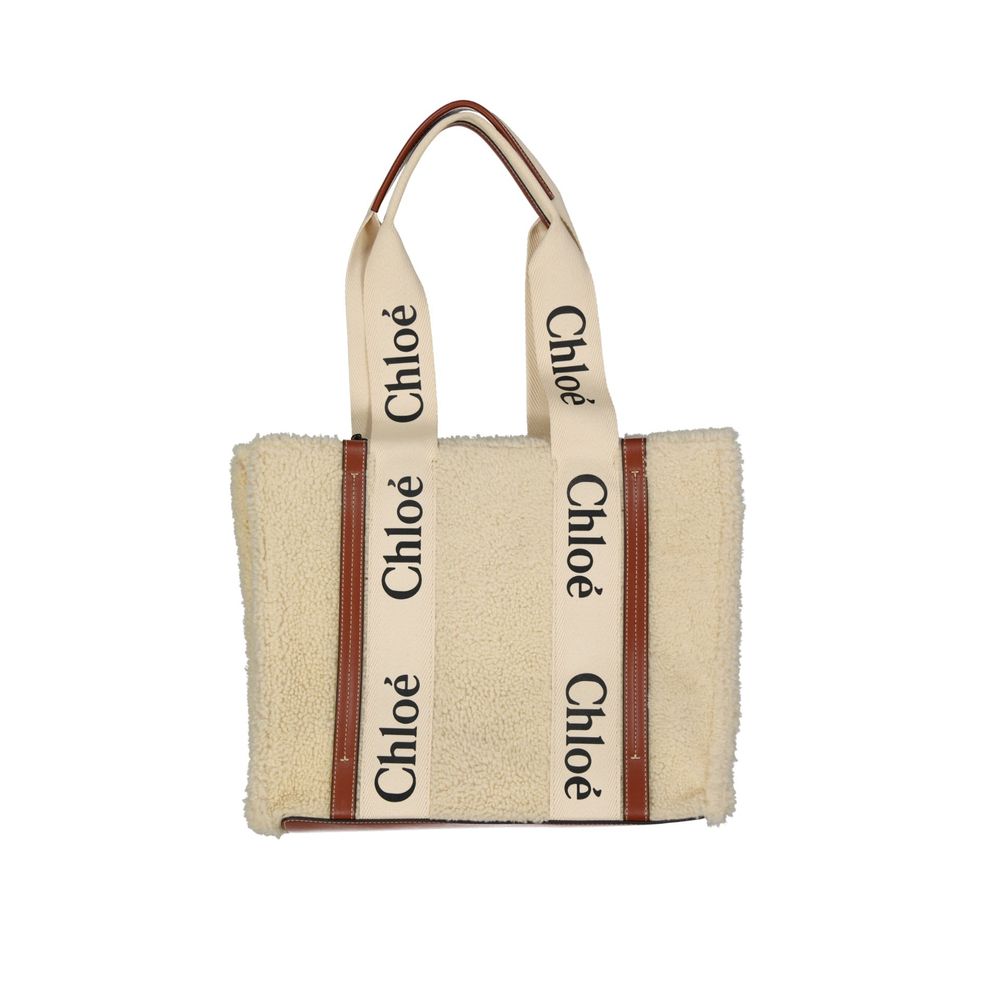 Borsa Tote Chloé in Pelliccia d'Agnello Beige