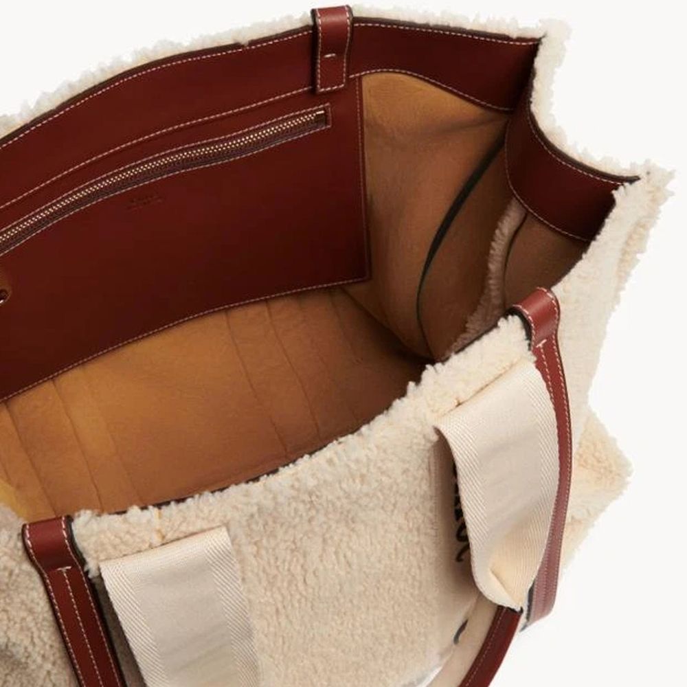 Borsa Tote Chloé in Pelliccia d'Agnello Beige