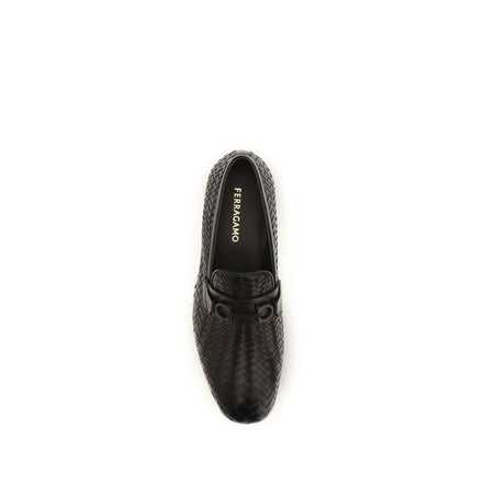 Mocassins à enfiler Ferragamo en cuir de veau marron Bos Taurus
