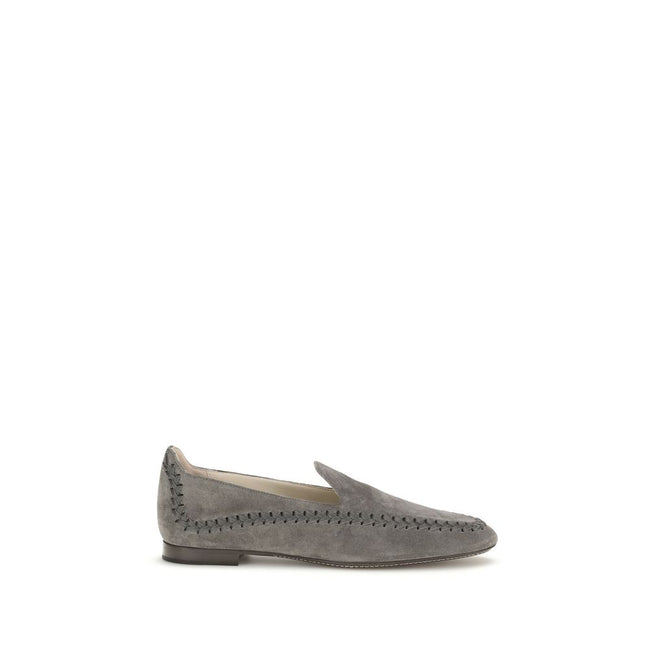 Giorgio Armani Grey Calf Leather Slip-On Loafers