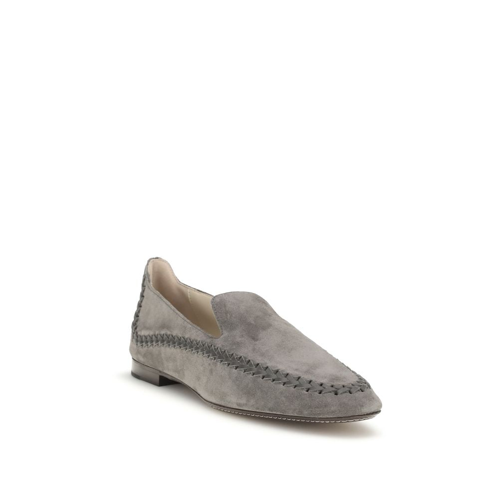 Giorgio Armani Grey Calf Leather Slip-On Loafers