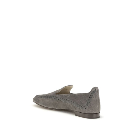 Giorgio Armani Grey Calf Leather Slip-On Loafers