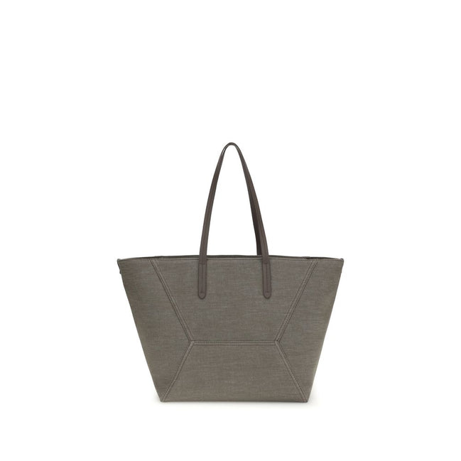 Brunello Cucinelli Brown Cotton Shoulder Bag