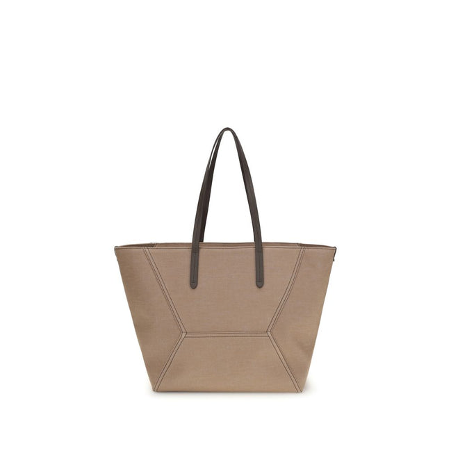 Borsa a tracolla Brunello Cucinelli in cotone beige