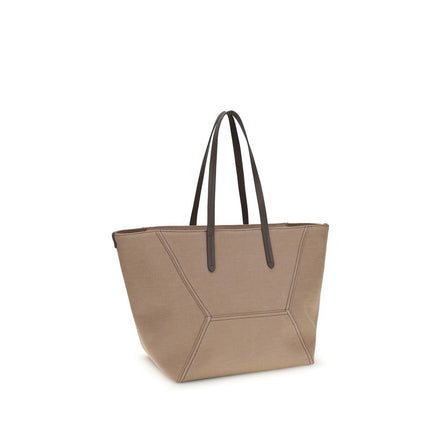 Borsa a tracolla Brunello Cucinelli in cotone beige