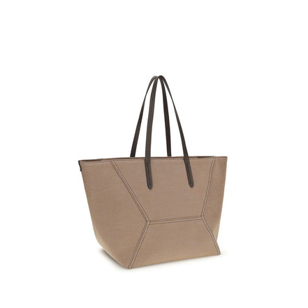 Borsa a tracolla Brunello Cucinelli in cotone beige