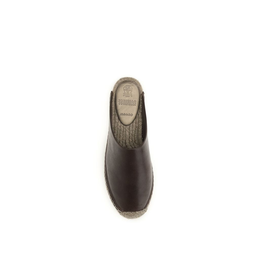 Espadrilles Brunello Cucinelli en cuir de veau marron Bos Taurus