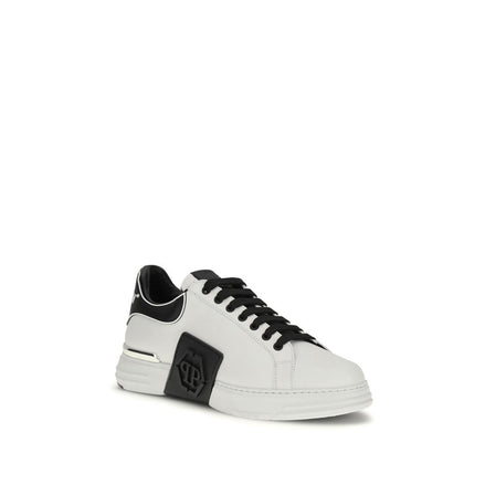 Philipp Plein Sneakers Basse in Pelle di Vitello Bianca Bos Taurus