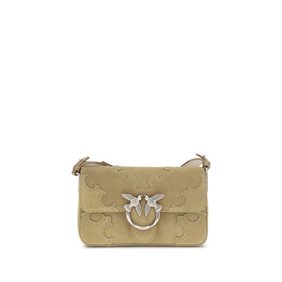 PINKO Beige Love One Slouchy Mini Shoulder Bag