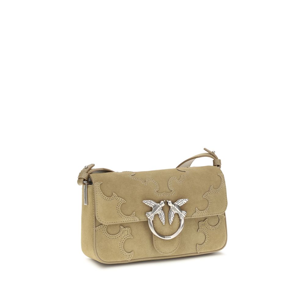PINKO Beige Love One Slouchy Mini Shoulder Bag