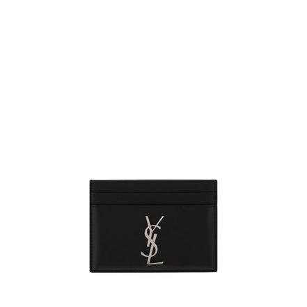 Portefeuille Saint Laurent en Cuir de Veau Noir Bos Taurus