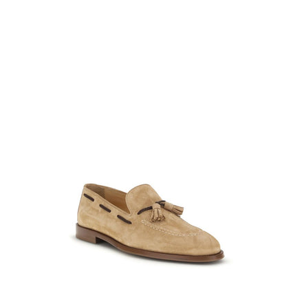 Brunello Cucinelli Brown Calf Leather Slip-On Loafers