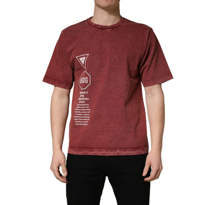 T-shirt girocollo a maniche corte Dolce & Gabbana stampa bordeaux