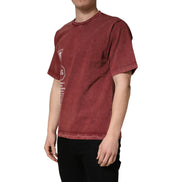 T-shirt Dolce & Gabbana bordeaux imprimé à col rond et manches courtes